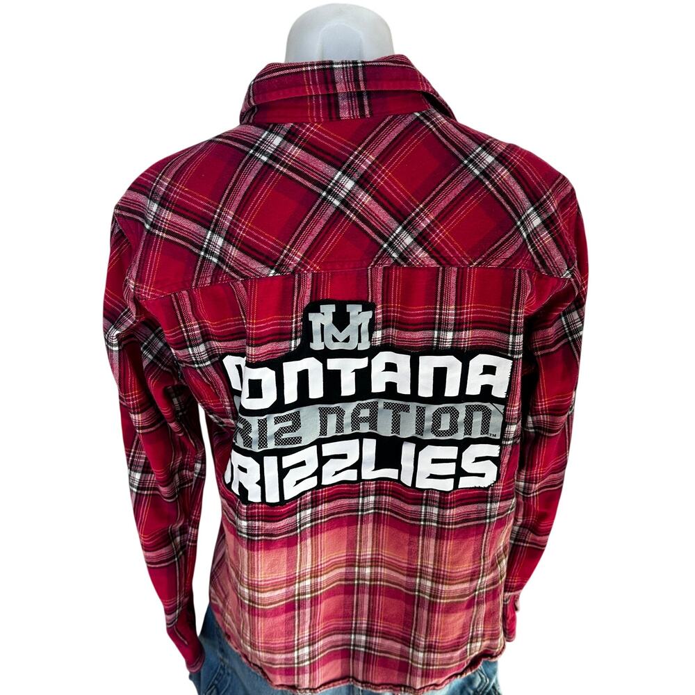 University of Montana Grizzlies Plaid Flannel Shirt LARGE Oversize Football Griz